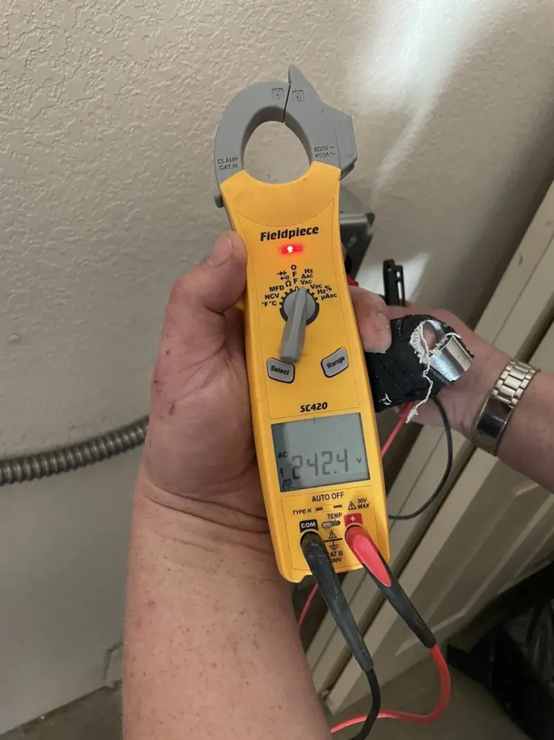 Voltage testing with clamp meter during Hot Tub / Pool Electrical Wiring in Hunters Creek Village